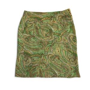 Worthington Green Paisley Pencil Skirt
